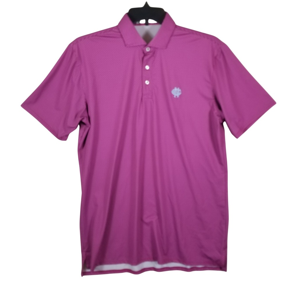 Holderness & Bourne Mens Tailored Fit Polo Shirt Magenta Arrow Print Large L